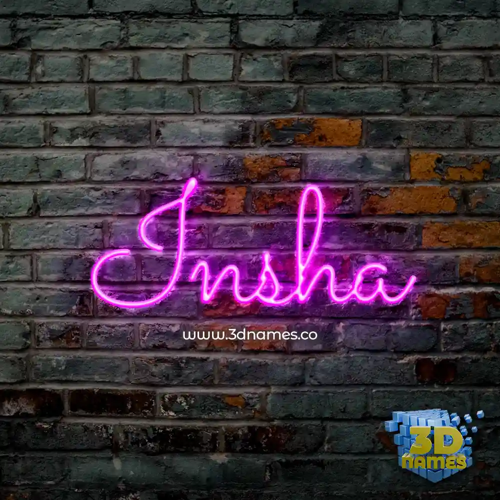 insha in Pink Neon style - 3D name wallpaper