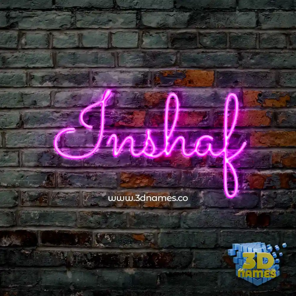 inshaf in Pink Neon style - 3D name wallpaper
