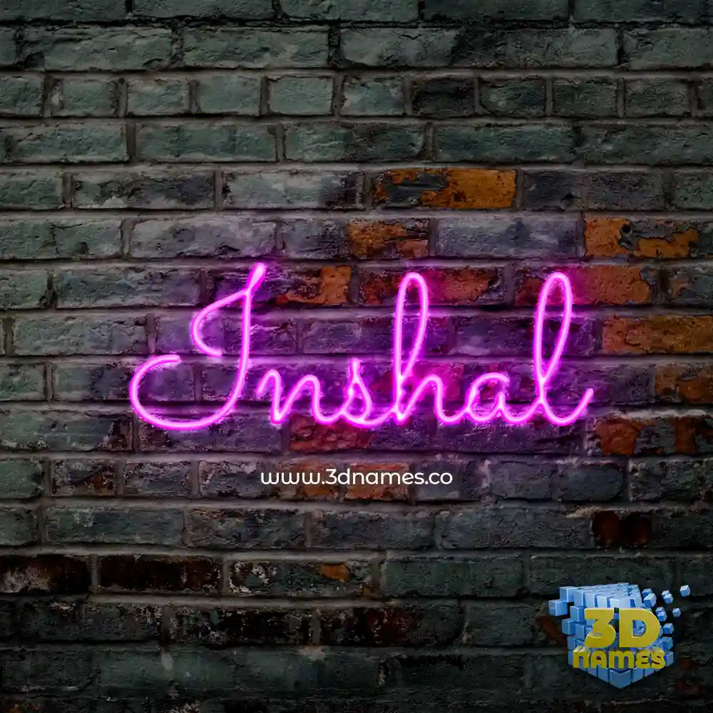 inshal in Pink Neon style - 3D name wallpaper