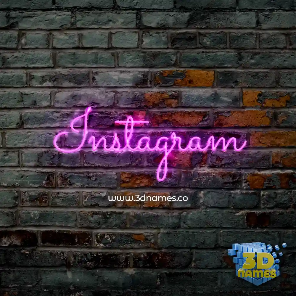 instagram in Pink Neon style - 3D name wallpaper