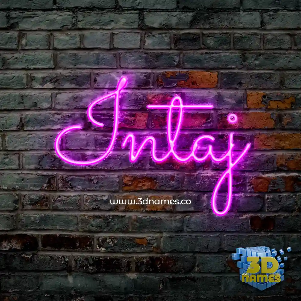 intaj in Pink Neon style - 3D name wallpaper