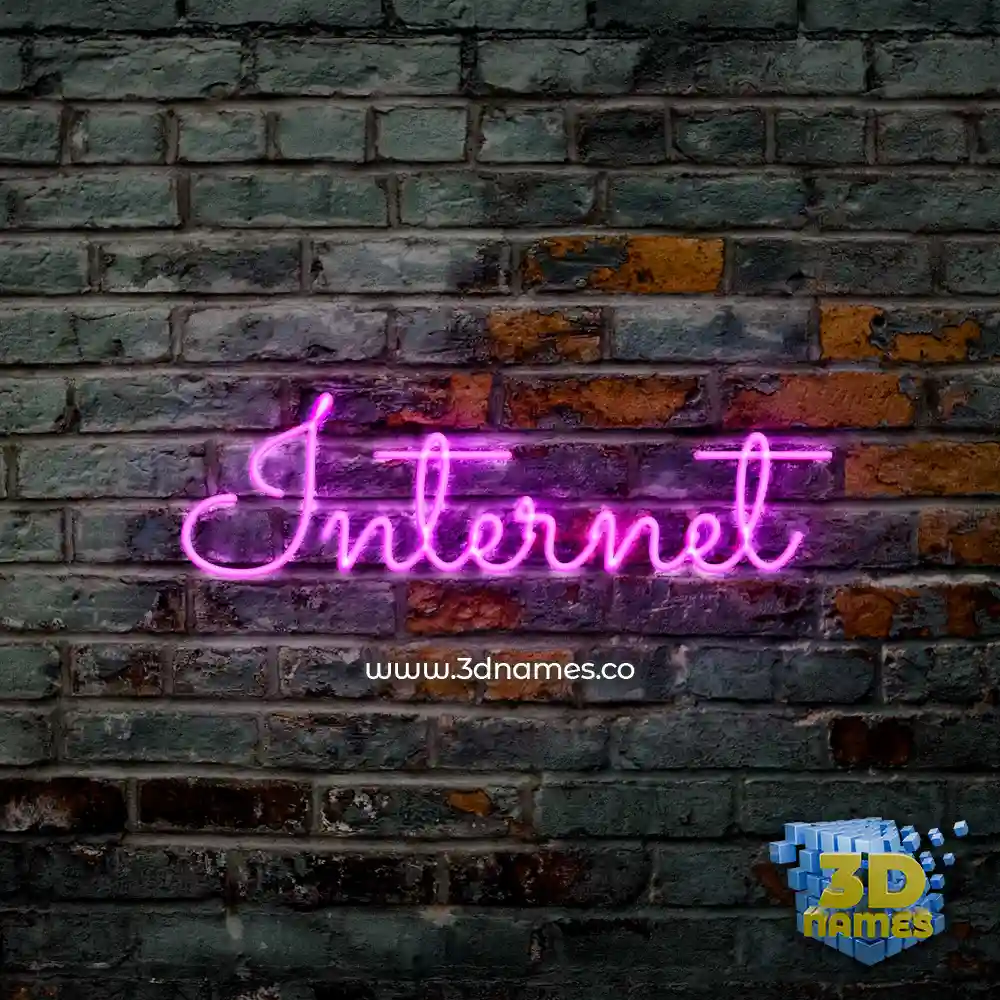 internet in Pink Neon style - 3D name wallpaper