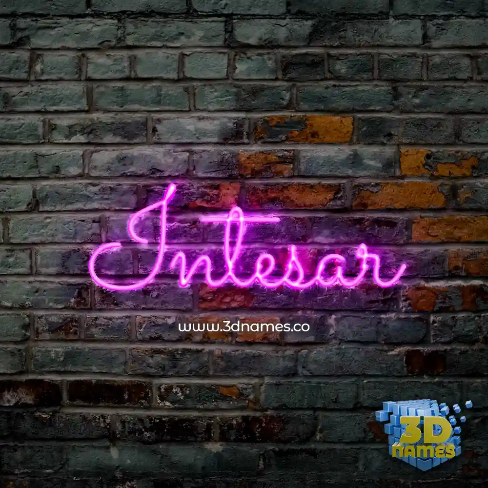 intesar in Pink Neon style - 3D name wallpaper