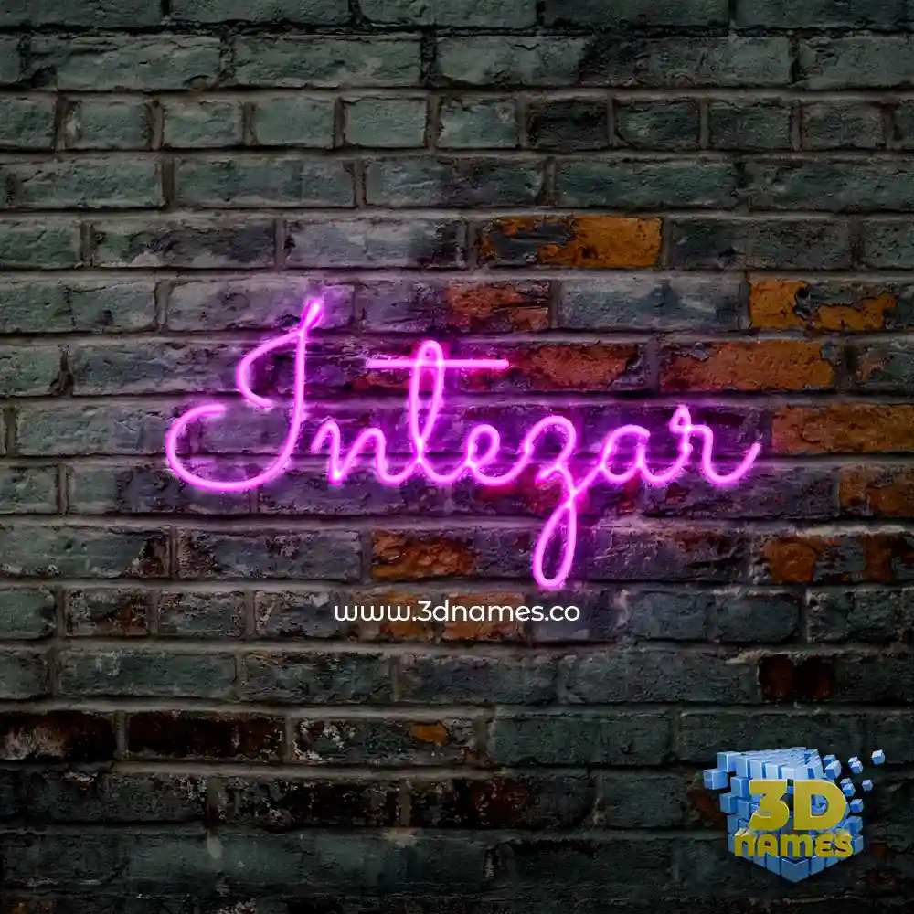 intezar in Pink Neon style - 3D name wallpaper