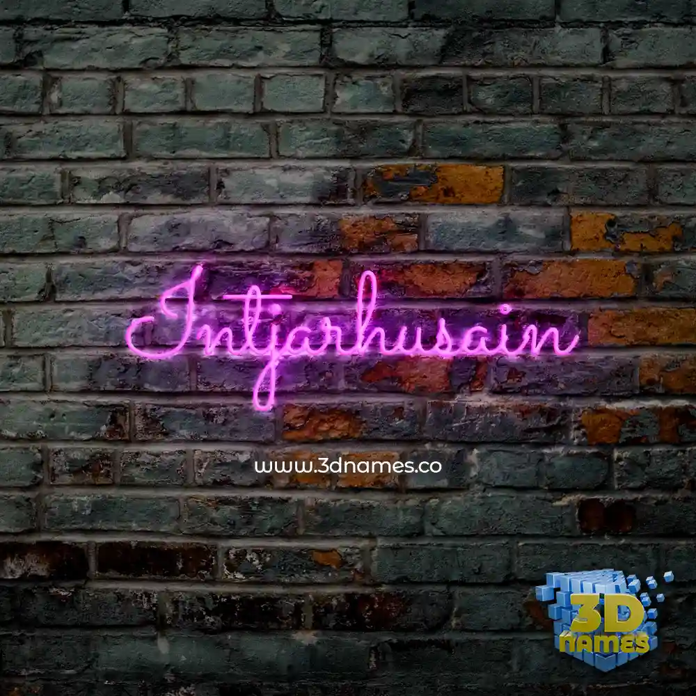 intjarhusain in Pink Neon style - 3D name wallpaper