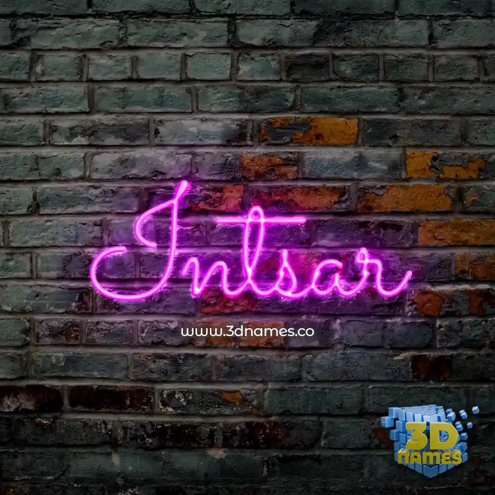 intsar in Pink Neon style - 3D name wallpaper