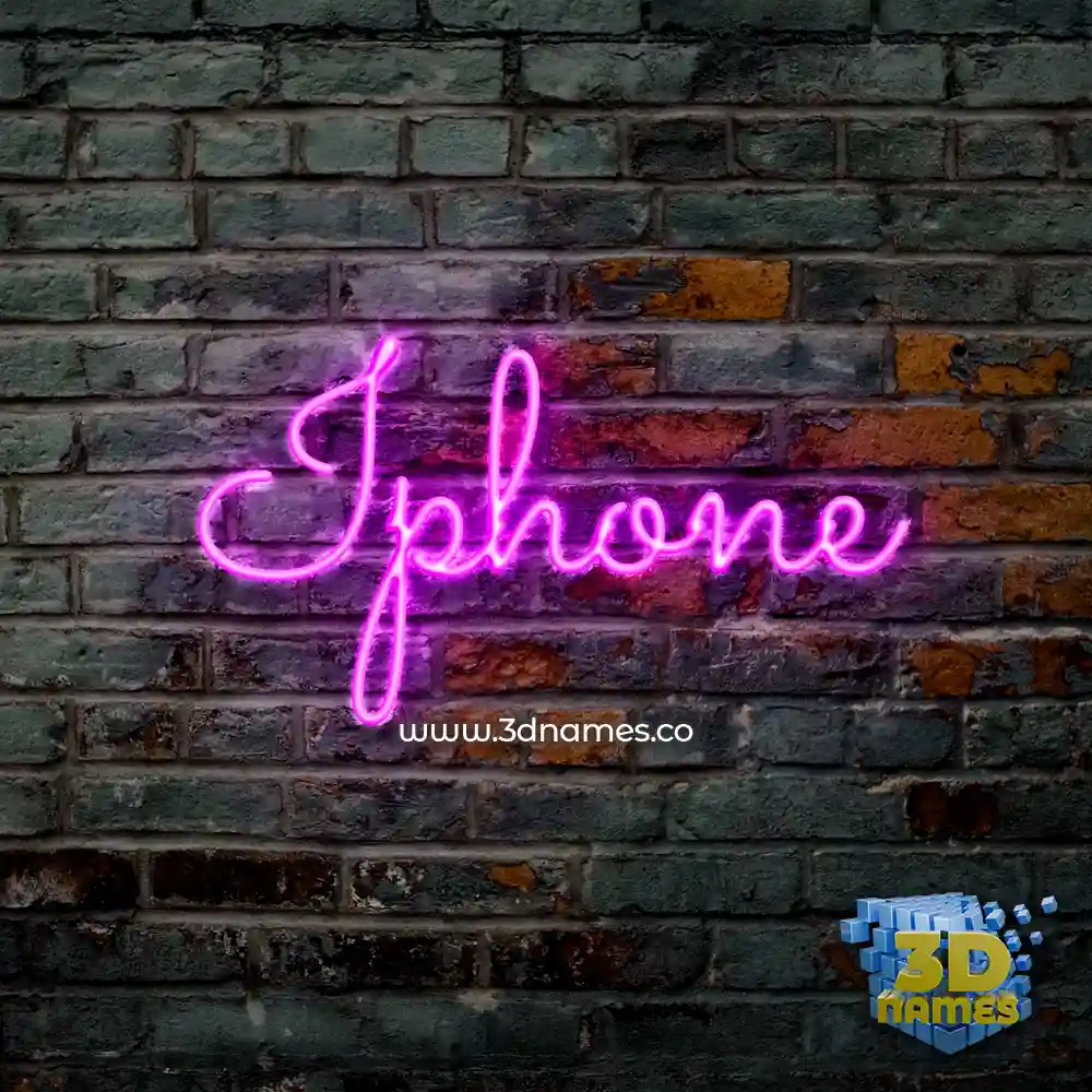 iphone in Pink Neon style - 3D name wallpaper