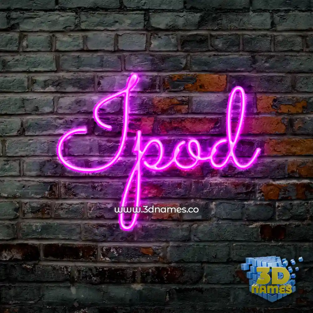 ipod in Pink Neon style - 3D name wallpaper