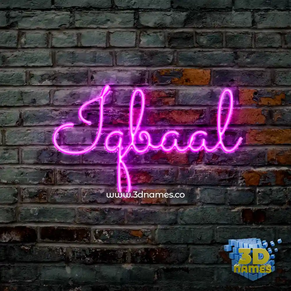 iqbaal in Pink Neon style - 3D name wallpaper