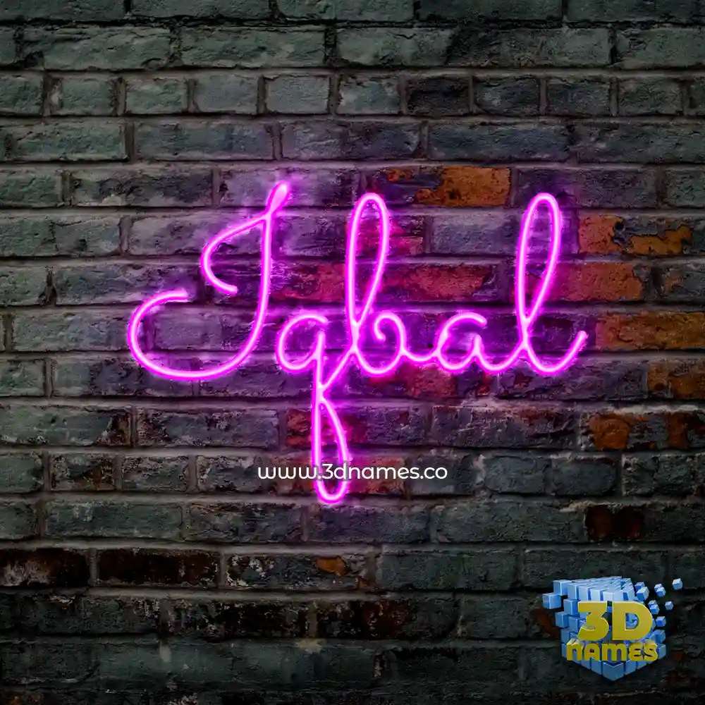 iqbal in Pink Neon style - 3D name wallpaper