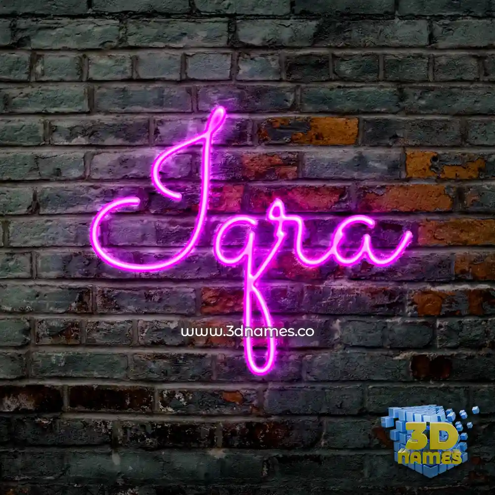 iqra in Pink Neon style - 3D name wallpaper