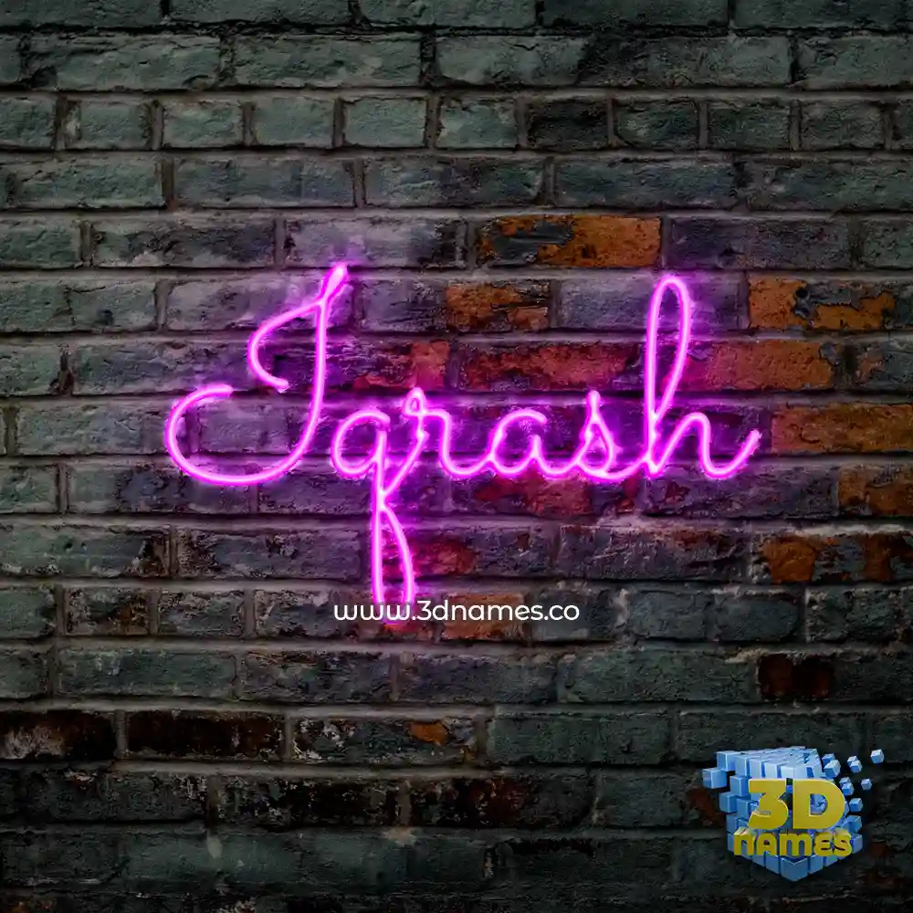 iqrash in Pink Neon style - 3D name wallpaper