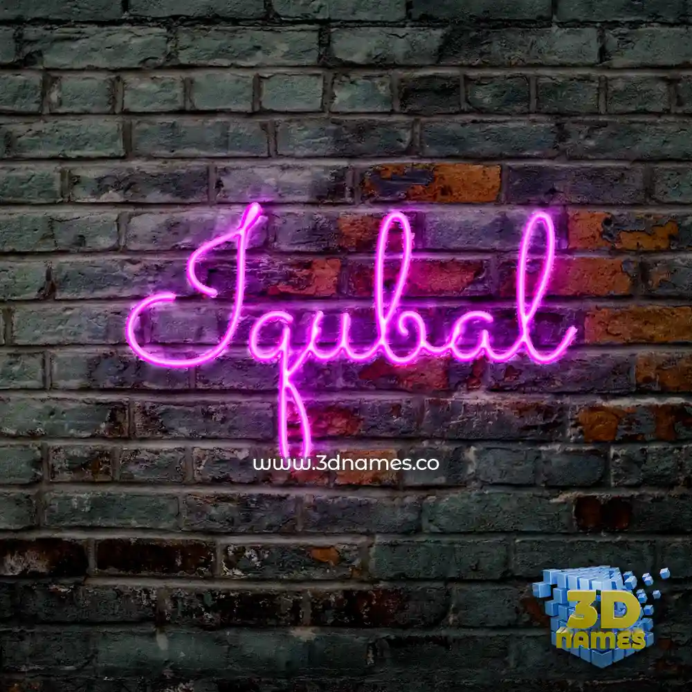 iqubal in Pink Neon style - 3D name wallpaper