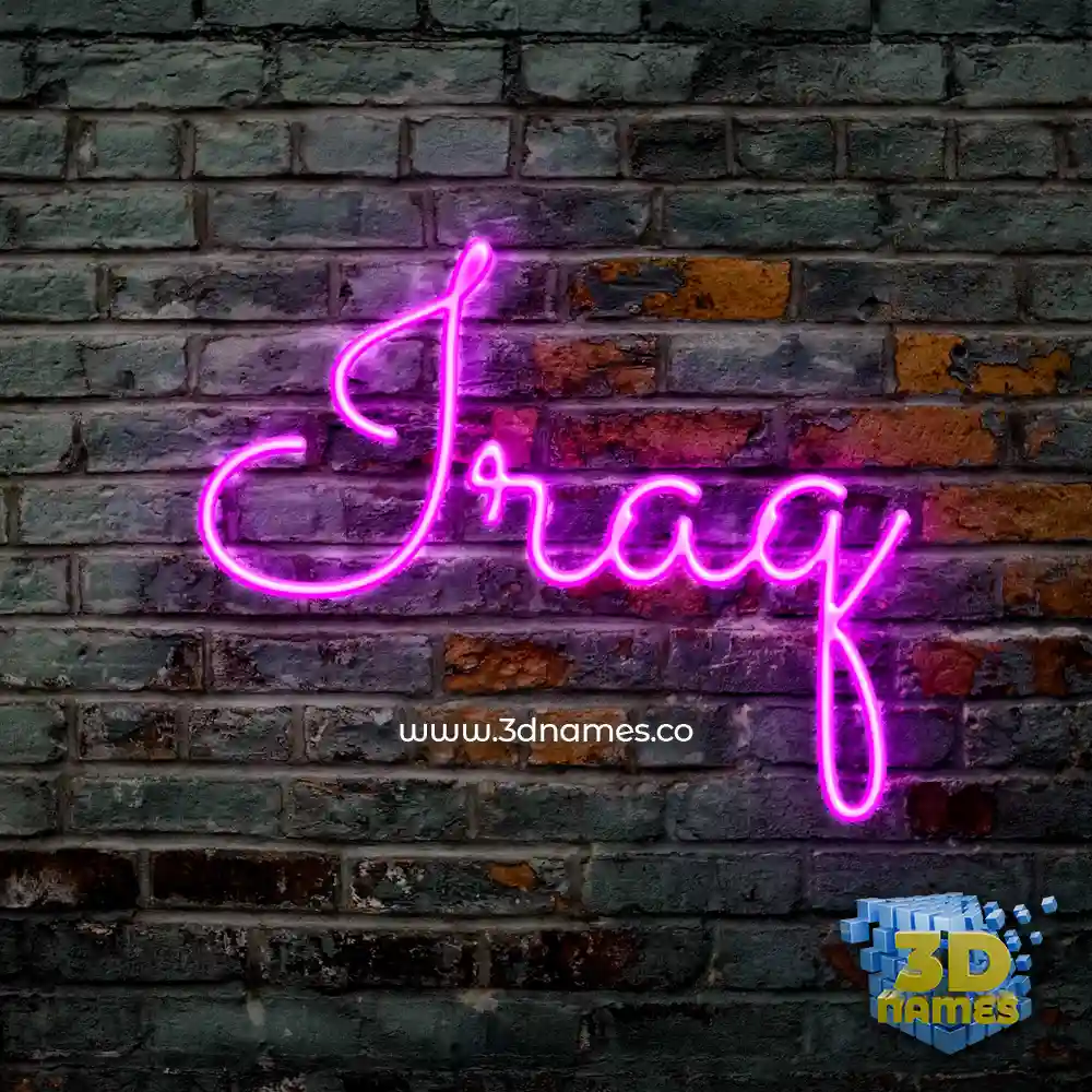 iraq in Pink Neon style - 3D name wallpaper