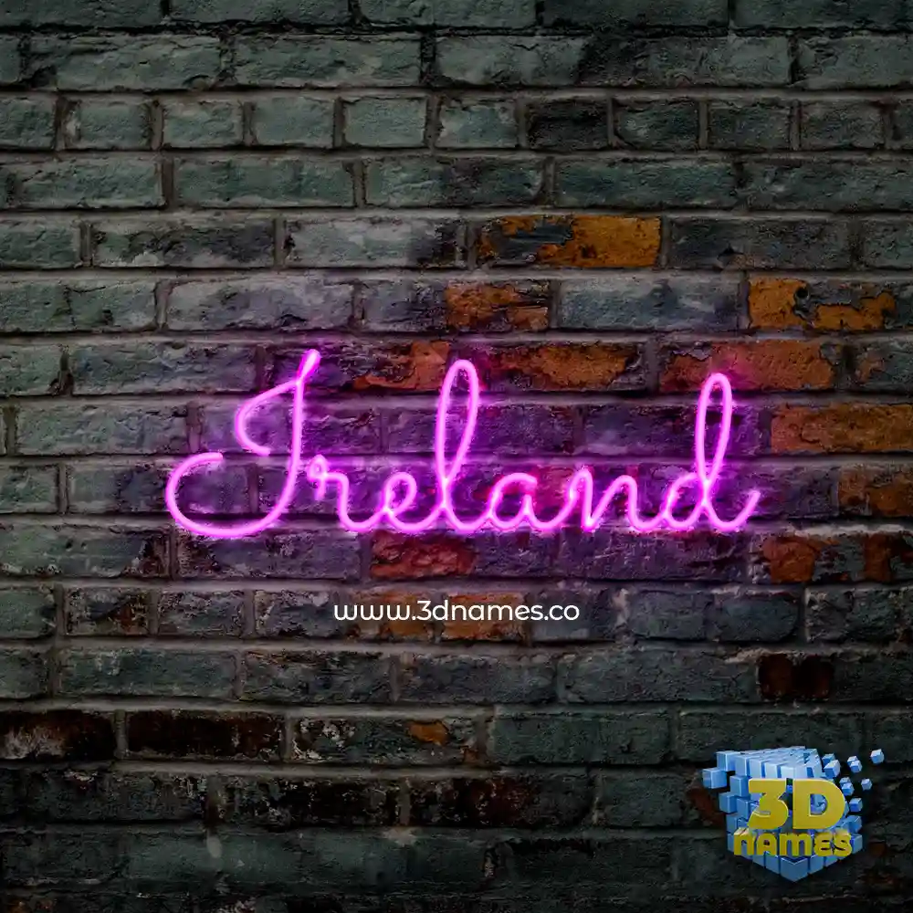 ireland in Pink Neon style - 3D name wallpaper