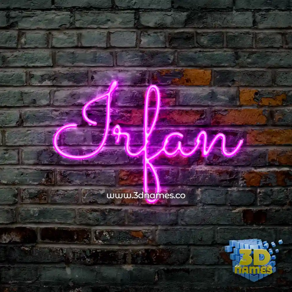 irfan in Pink Neon style - 3D name wallpaper
