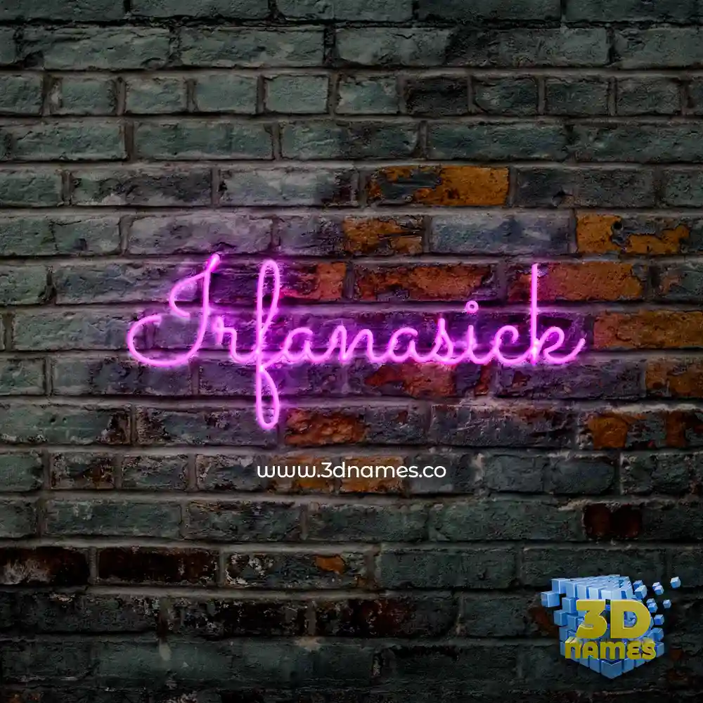 irfanasick in Pink Neon style - 3D name wallpaper