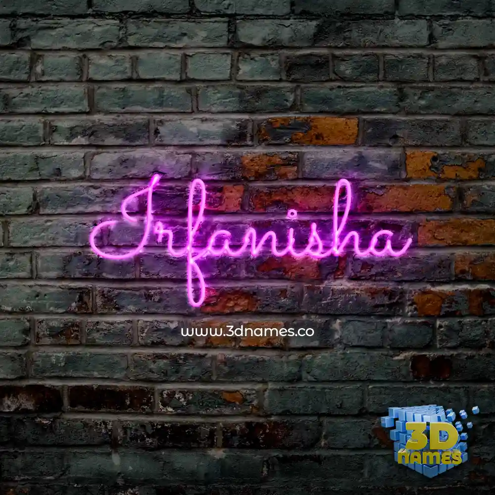 irfanisha in Pink Neon style - 3D name wallpaper