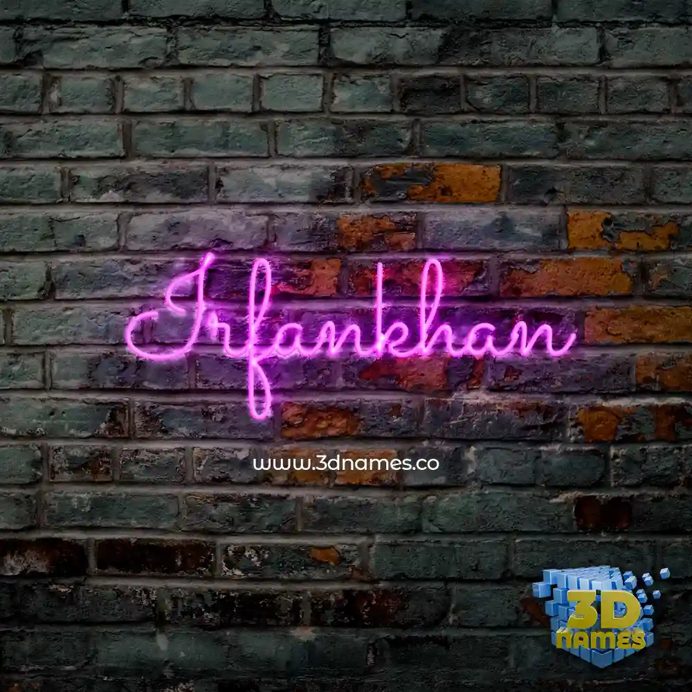 irfankhan in Pink Neon style - 3D name wallpaper
