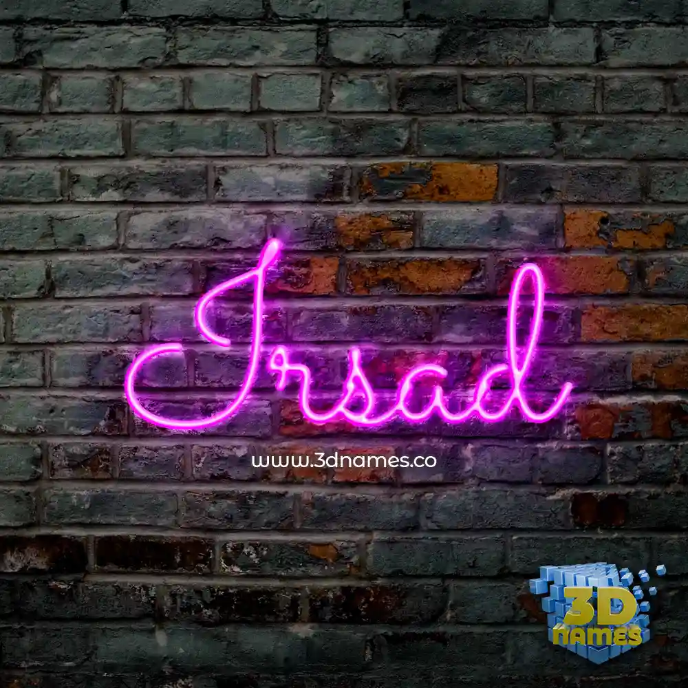 irsad in Pink Neon style - 3D name wallpaper