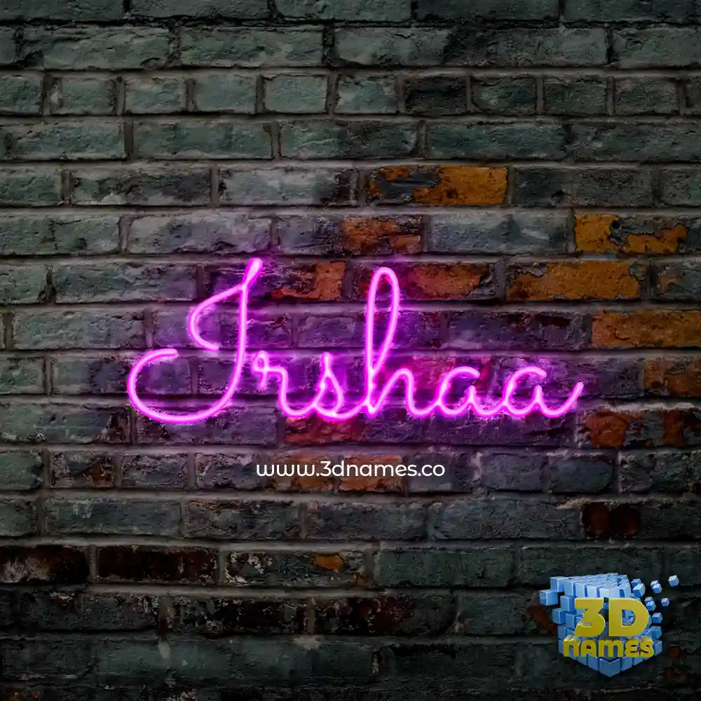irshaa in Pink Neon style - 3D name wallpaper