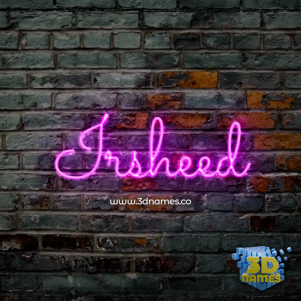 irsheed in Pink Neon style - 3D name wallpaper