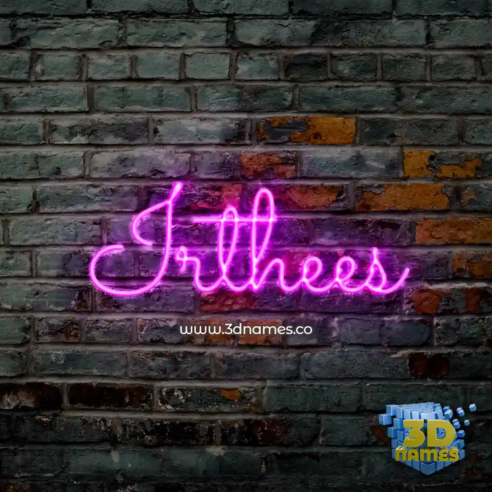 irthees in Pink Neon style - 3D name wallpaper