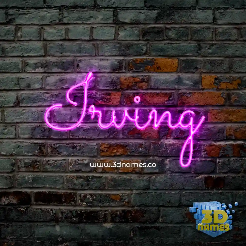 irving in Pink Neon style - 3D name wallpaper