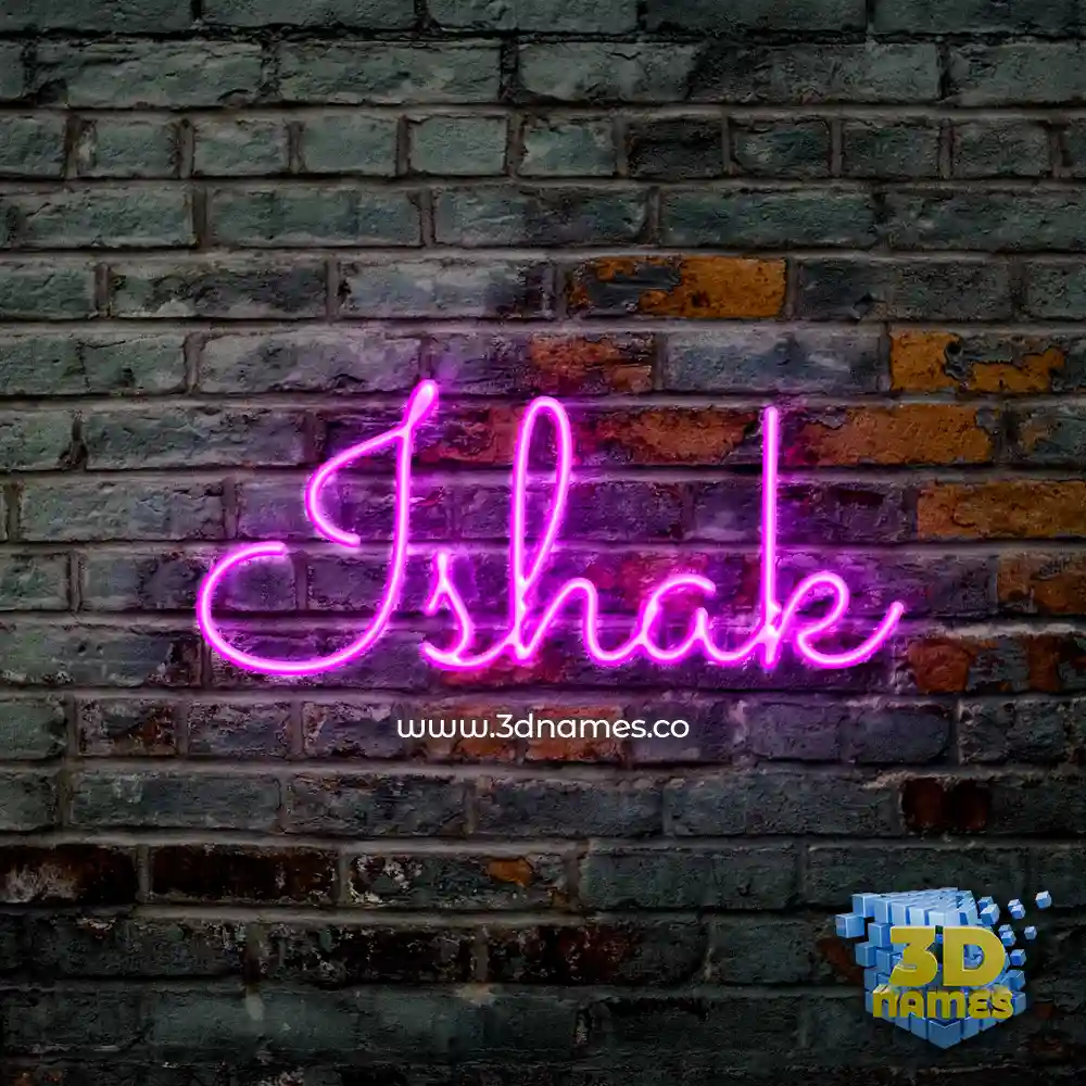 ishak in Pink Neon style - 3D name wallpaper