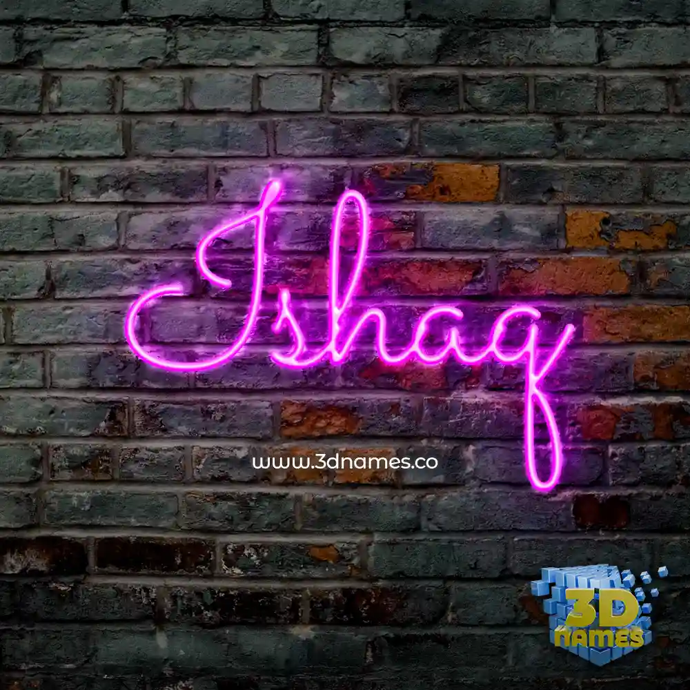 ishaq in Pink Neon style - 3D name wallpaper