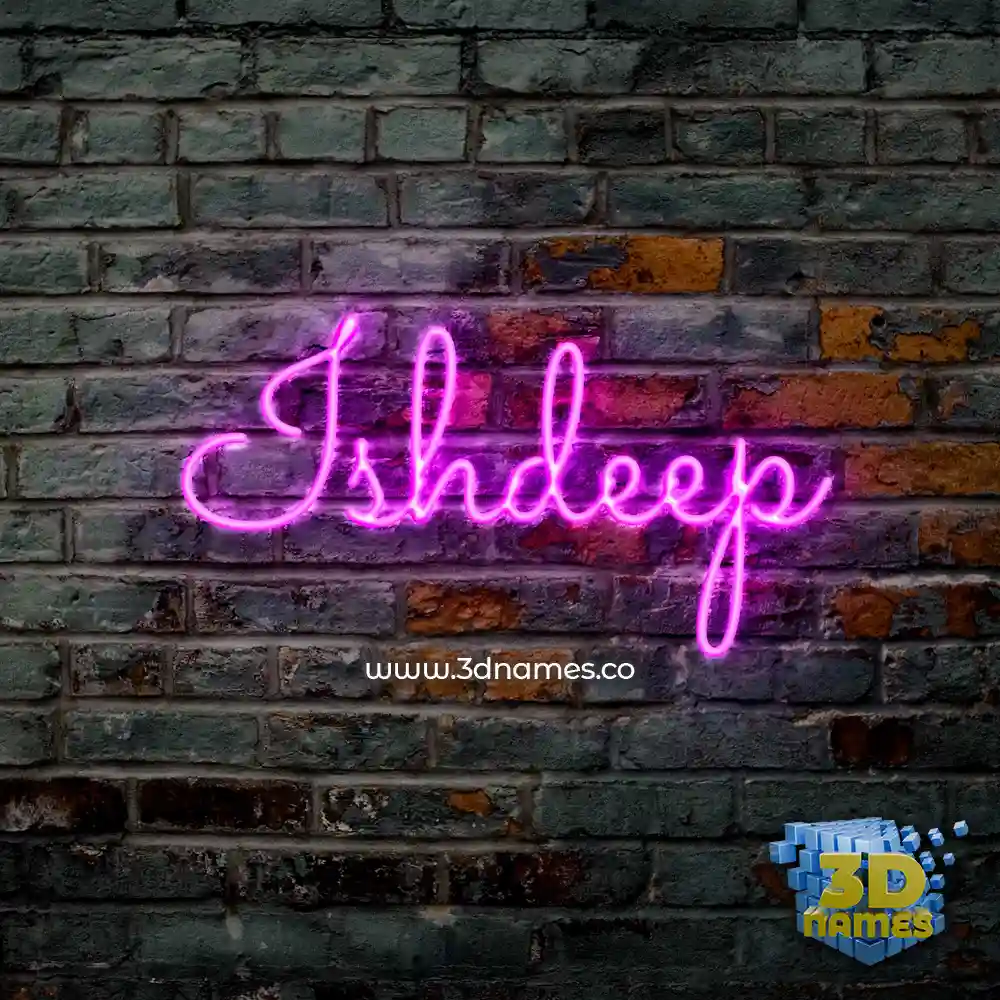 ishdeep in Pink Neon style - 3D name wallpaper