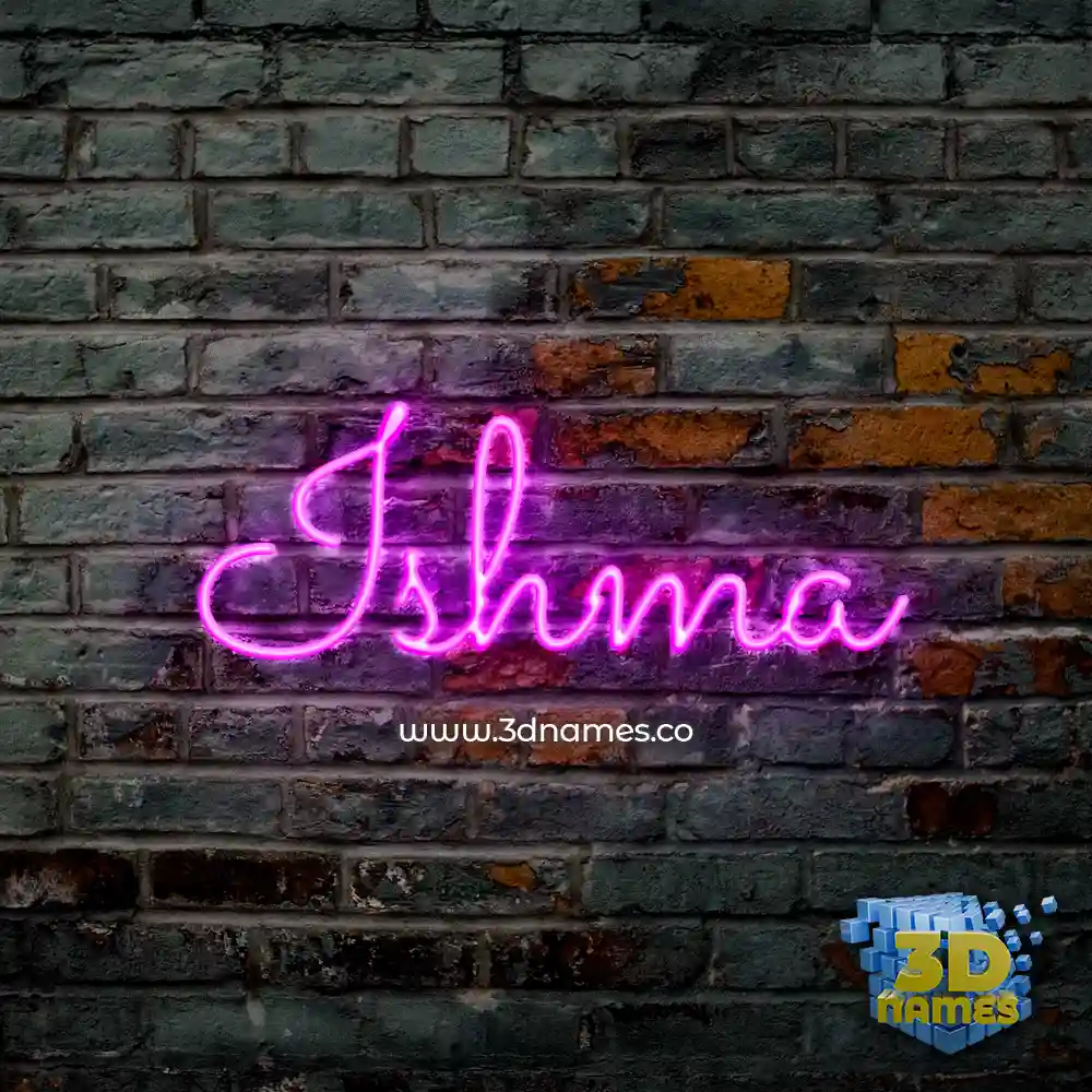 ishma in Pink Neon style - 3D name wallpaper