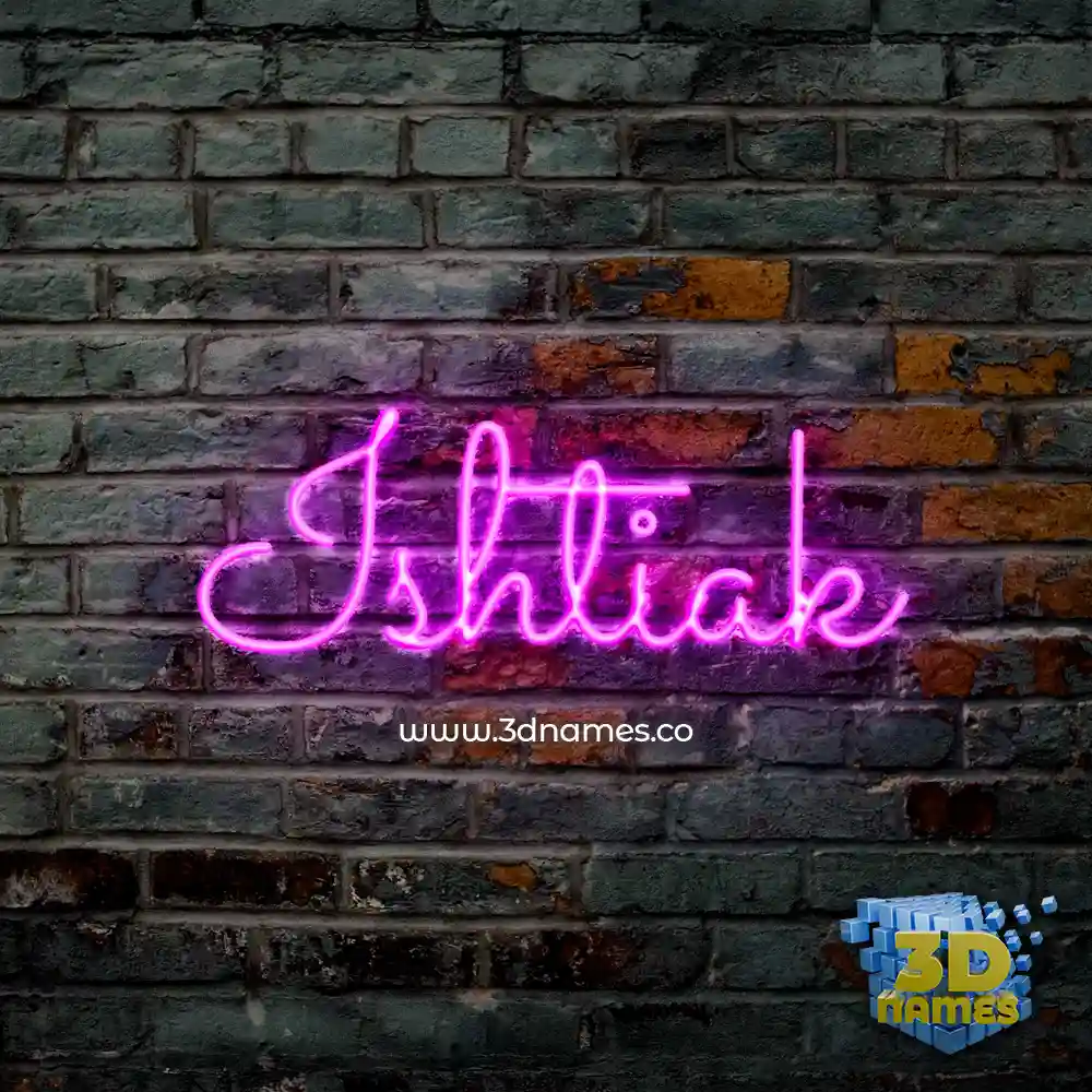 ishtiak in Pink Neon style - 3D name wallpaper