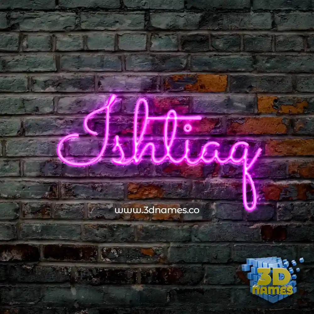 ishtiaq in Pink Neon style - 3D name wallpaper