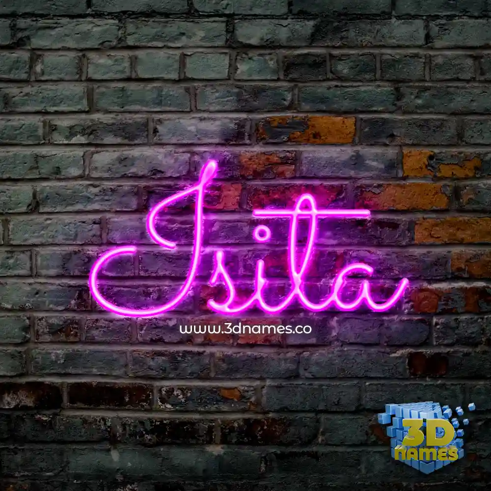 isita in Pink Neon style - 3D name wallpaper