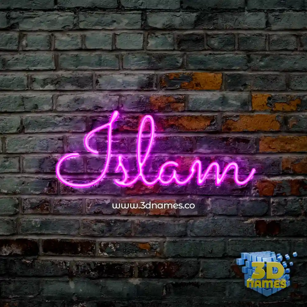 islam in Pink Neon style - 3D name wallpaper