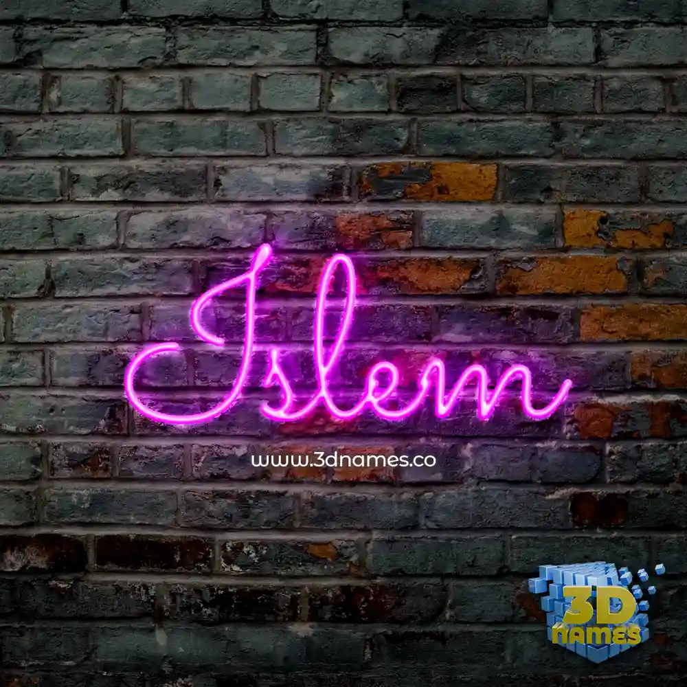 islem in Pink Neon style - 3D name wallpaper