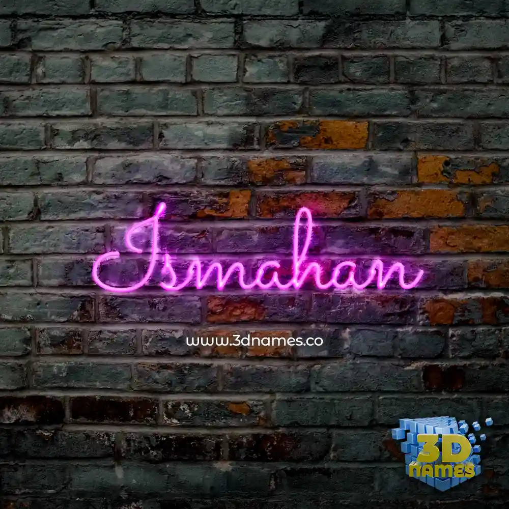 ismahan in Pink Neon style - 3D name wallpaper