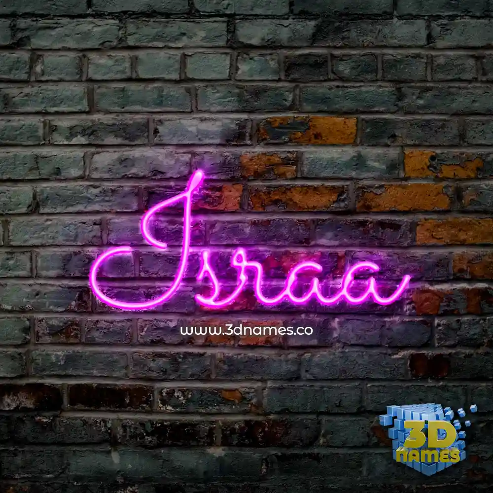 israa in Pink Neon style - 3D name wallpaper