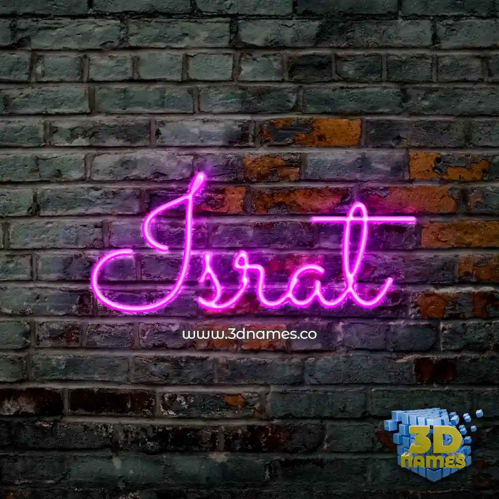 israt in Pink Neon style - 3D name wallpaper