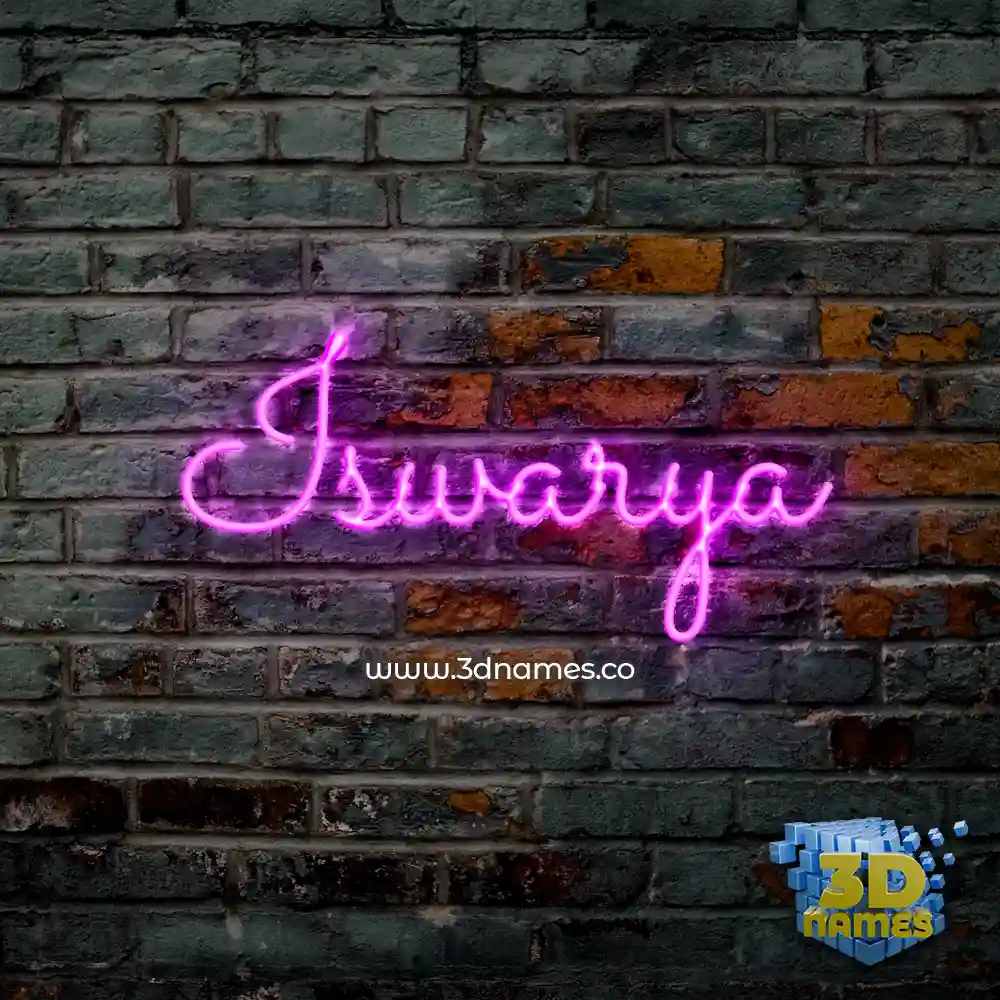iswarya in Pink Neon style - 3D name wallpaper