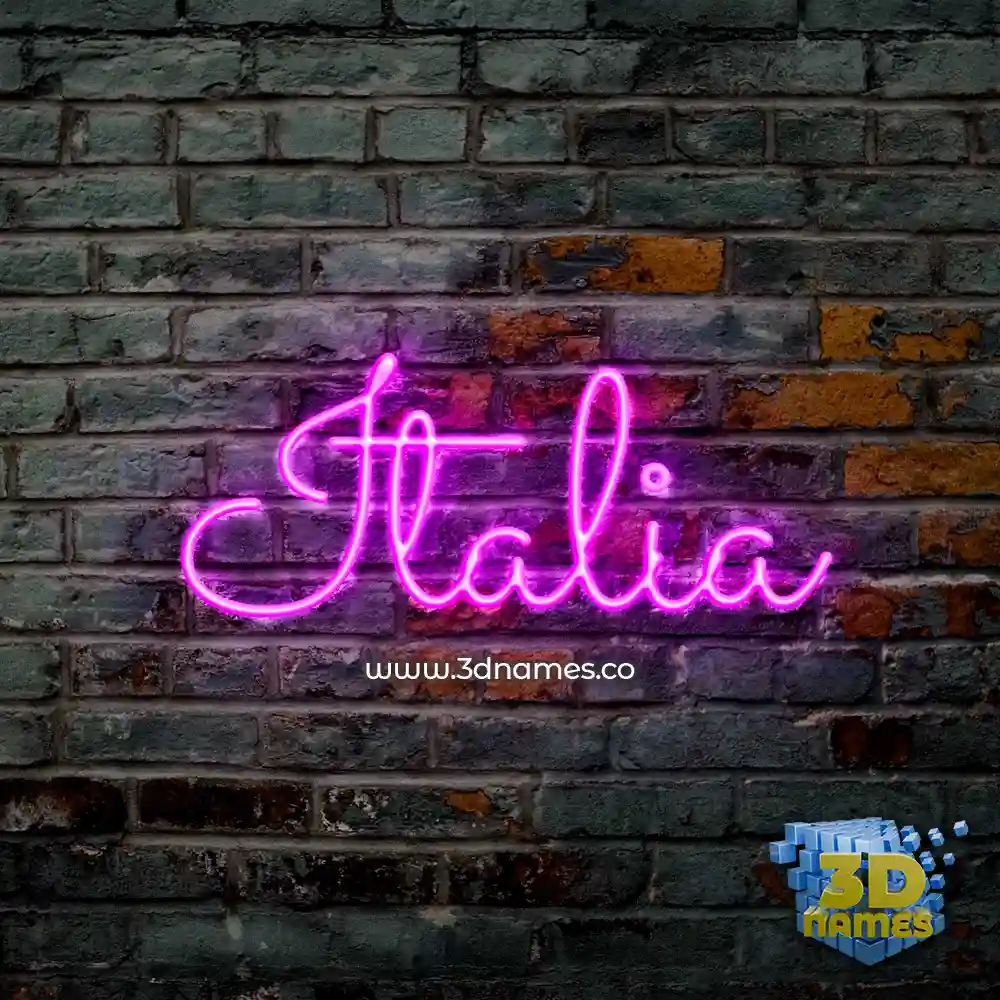 italia in Pink Neon style - 3D name wallpaper