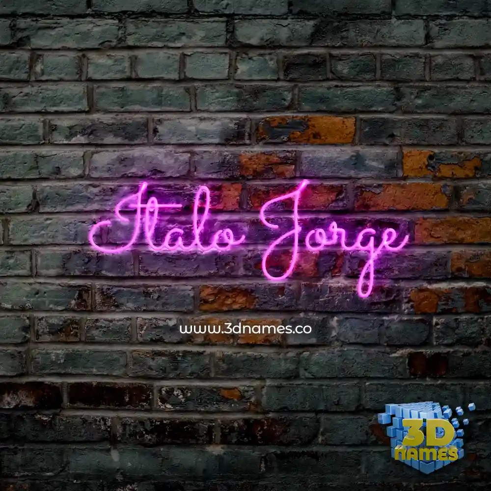 italo jorge in Pink Neon style - 3D name wallpaper