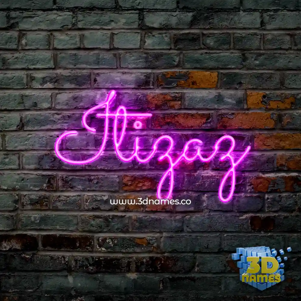 itizaz in Pink Neon style - 3D name wallpaper