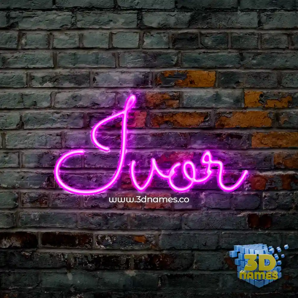 ivor in Pink Neon style - 3D name wallpaper