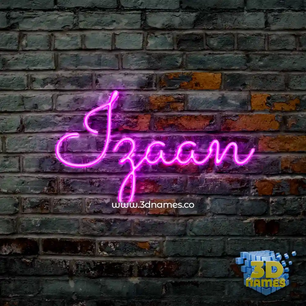izaan in Pink Neon style - 3D name wallpaper
