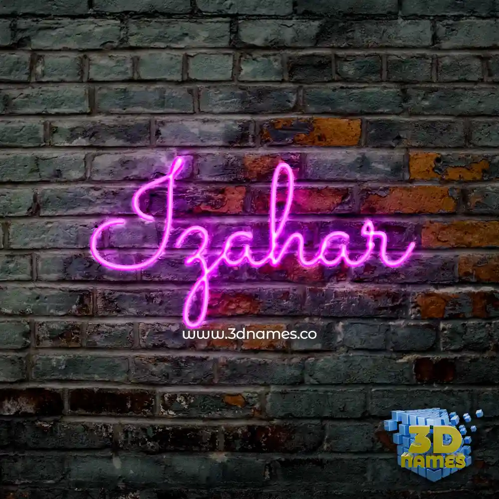 izahar in Pink Neon style - 3D name wallpaper