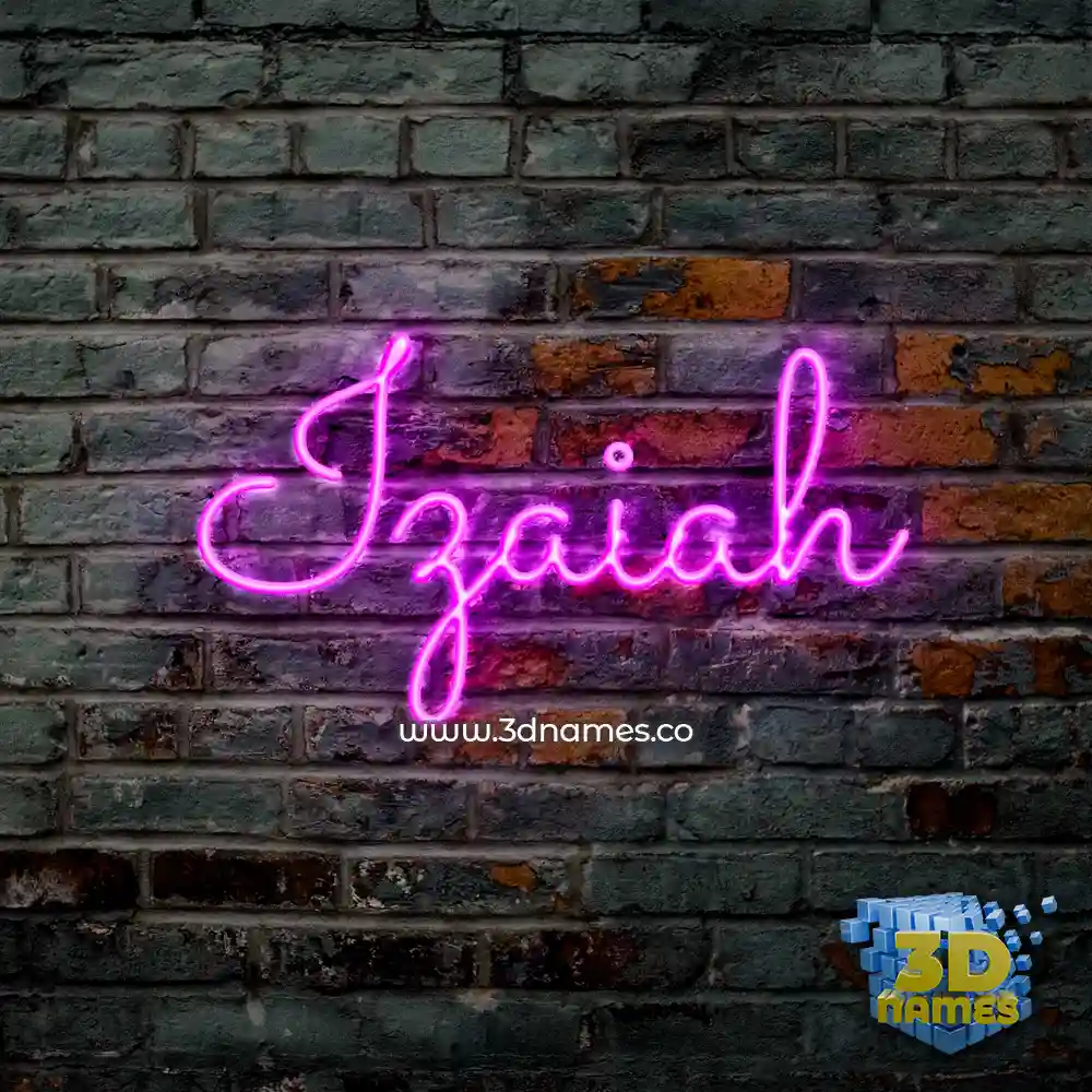 izaiah in Pink Neon style - 3D name wallpaper