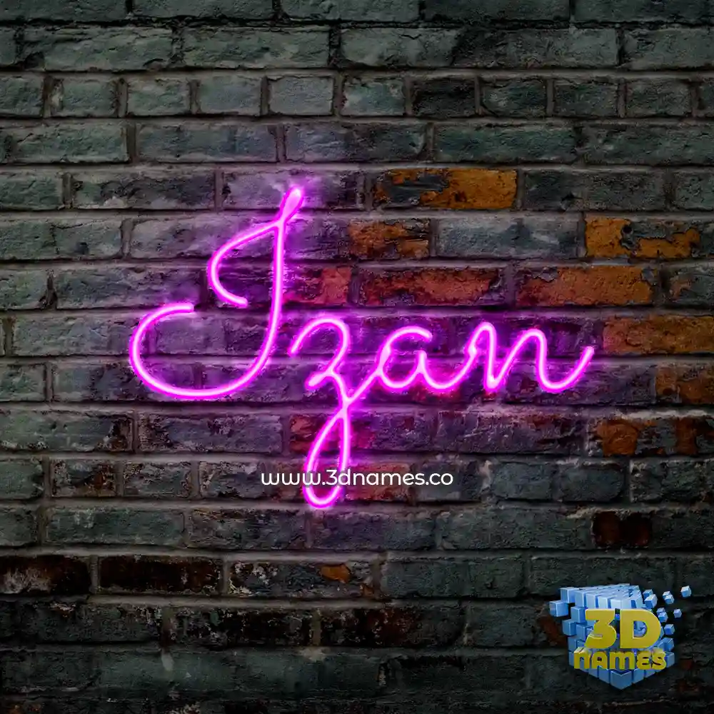 izan in Pink Neon style - 3D name wallpaper