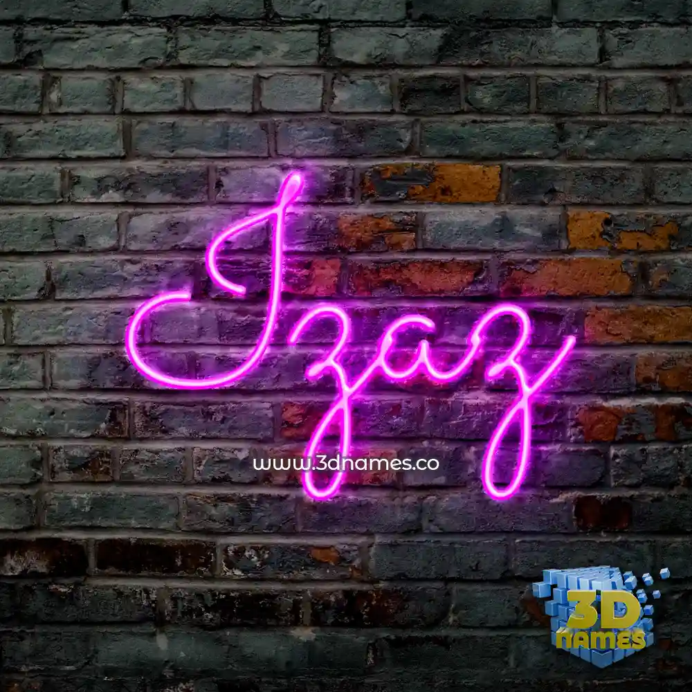izaz in Pink Neon style - 3D name wallpaper